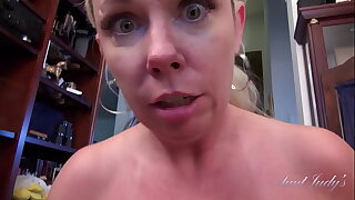 AuntJudys - Queasy MILF Stepmom Liz Sucks Your Load of shit (POV)
