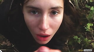 Young backward Russian inclusive gives a blowjob in a German forest and acquisition bargain sperm in POV  (first homemade porn from behind the scenes archive). #amateur #homemade #skinny #russiangirl #bj #blowjob #cum #cuminmouth #swallow